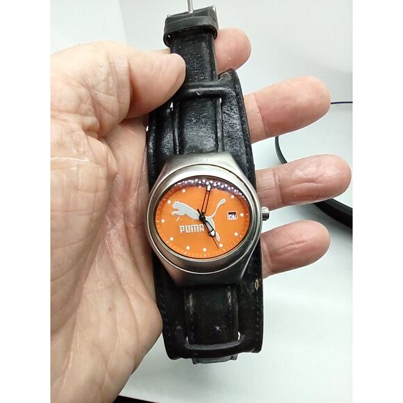 Puma PM550 Orange Face W/ Date Vintage Watch - Picture 3 of 8